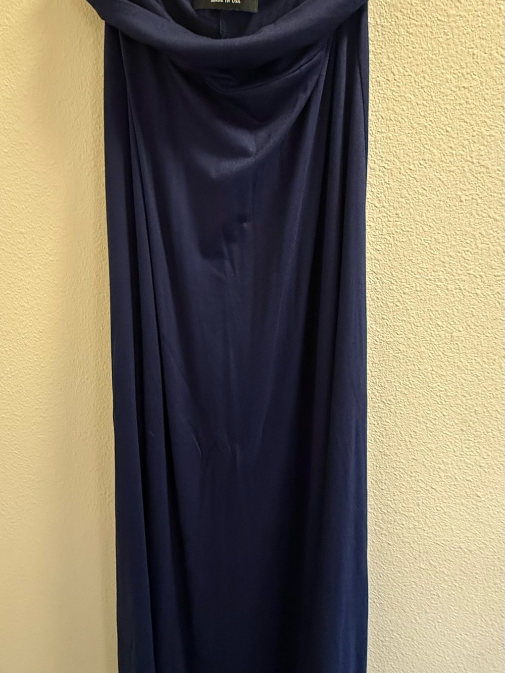 Renee C. Navy Blue Ruched Side Maxi Skirt Made in USA